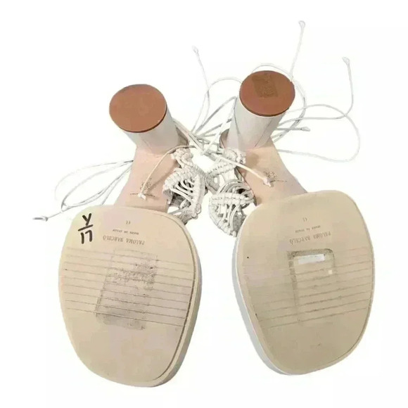 Paloma Barcelo Platform Heels Sandal Ivory Leather Women's 41/11 - Picture 5 of 8